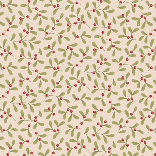 TILDA Stoff MERRY LITTLE CHRISTMAS, Mistletoe Cream