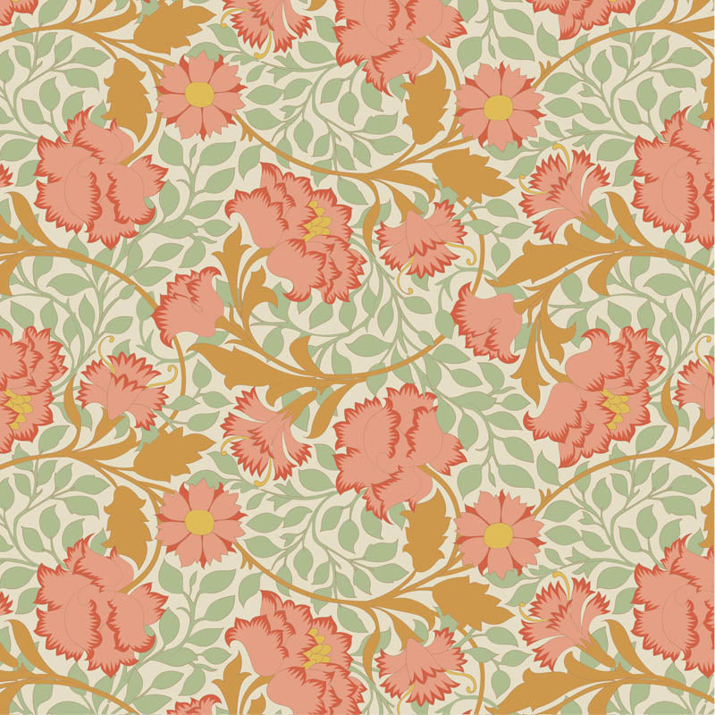 TILDA Stoff SONGBIRD, Flora Coral
