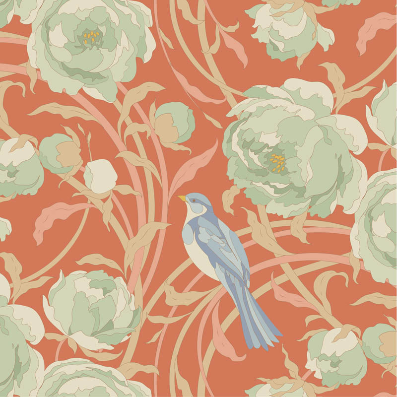 TILDA Stoff SONGBIRD, Cora Coral