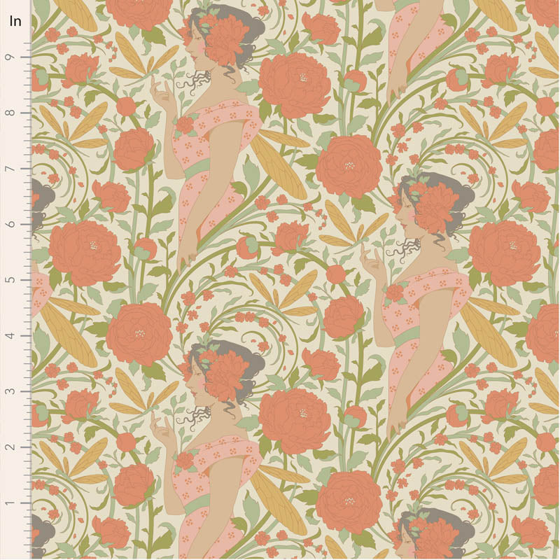 TILDA Stoff SONGBIRD, Aubery Coral