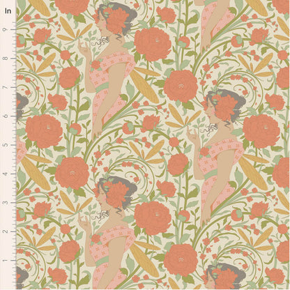 TILDA Stoff SONGBIRD, Aubery Coral