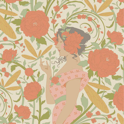 TILDA Stoff SONGBIRD, Aubery Coral