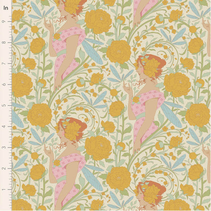 TILDA Stoff SONGBIRD, Aubery Mustard