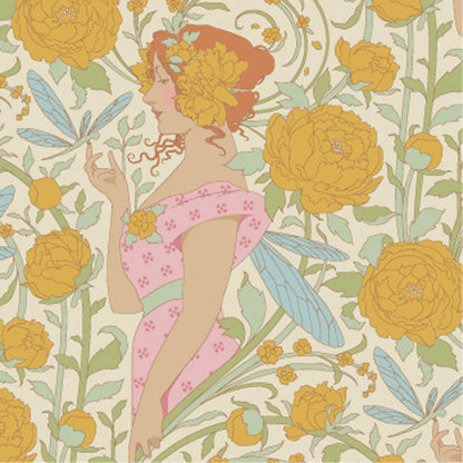 TILDA Stoff SONGBIRD, Aubery Mustard