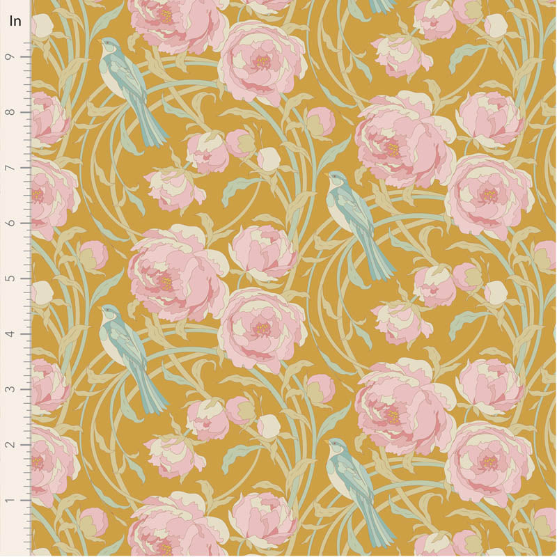 TILDA Stoff SONGBIRD, Cora Mustard