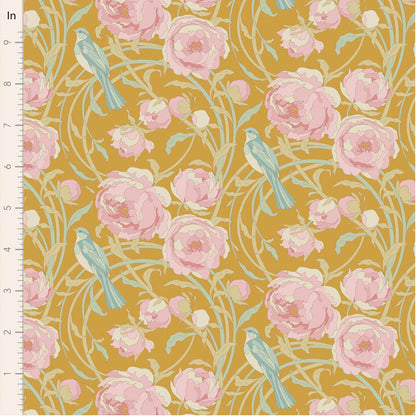 TILDA Stoff SONGBIRD, Cora Mustard