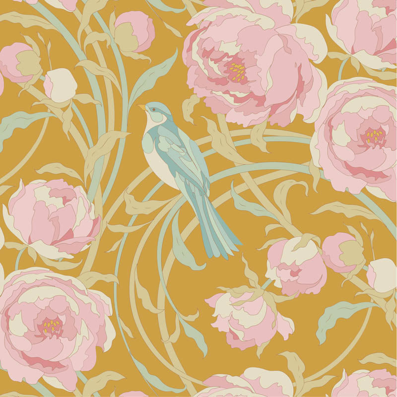 TILDA Stoff SONGBIRD, Cora Mustard