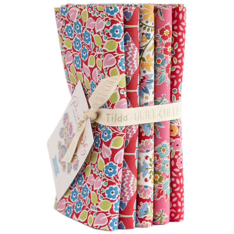 TILDA Stoffe, Stoffpaket PIE IN THE SKY, Fat Quarter Bundle Red Pink