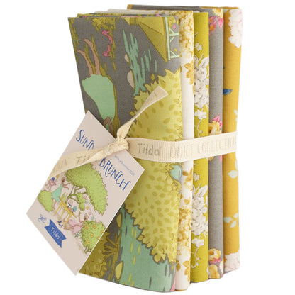 TILDA Stoffe, Stoffpaket SUNDAY BRUNCH, Fat Quarter Bundle Grey Yellow
