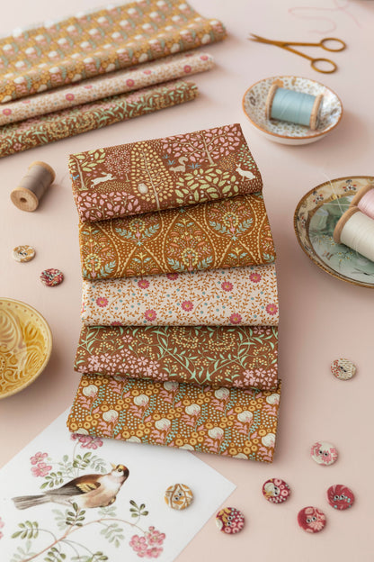 TILDA Stoffe, Stoffpaket SANCTUARY, Fat Quarter Bundle Caramel Ochre