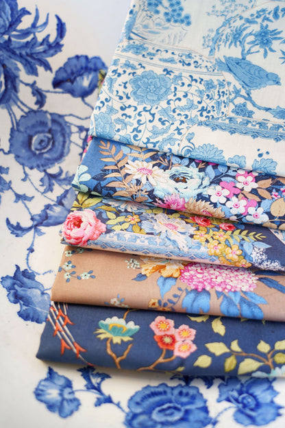 TILDA Stoffe, Stoffpaket CHIC ESCAPE, Fat Quarter Bundle Blue Sand