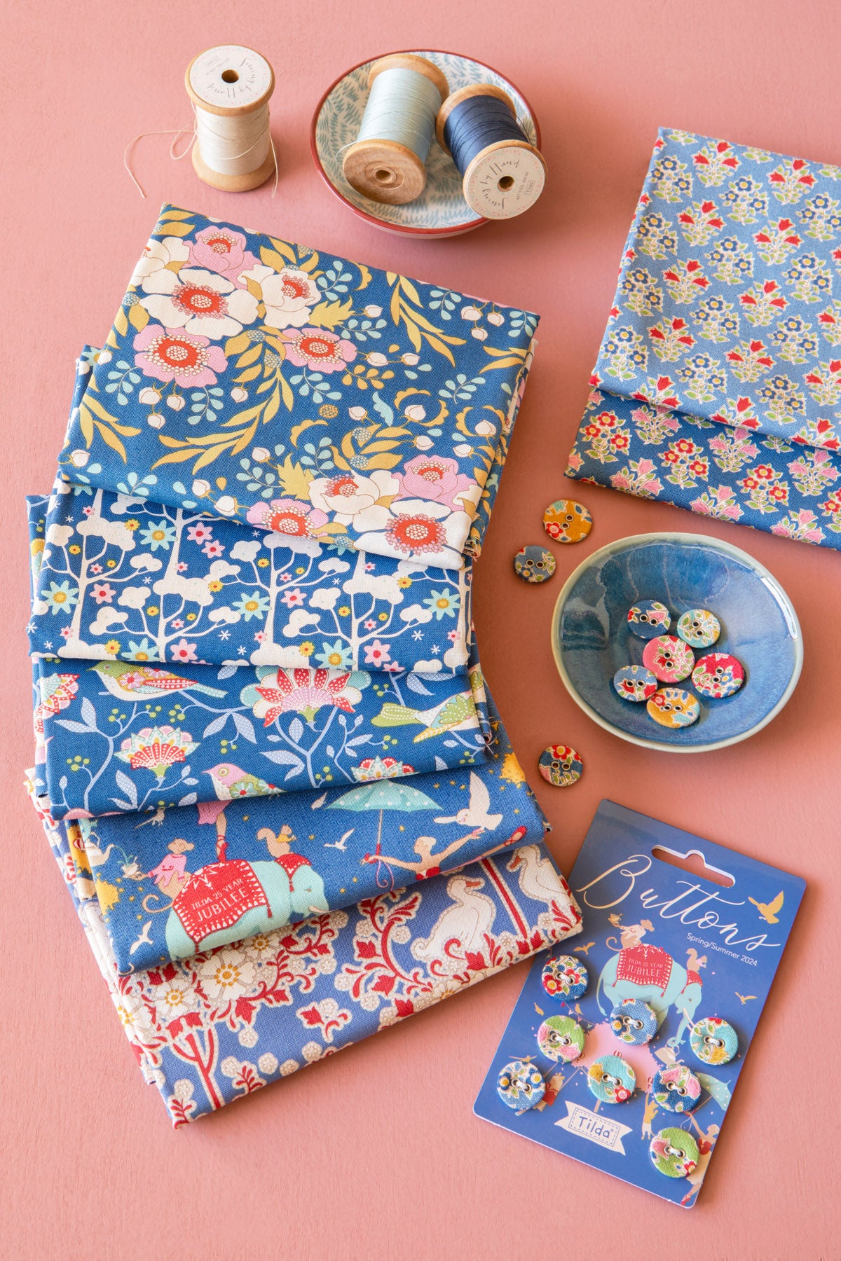 TILDA Stoffe, Stoffpaket JUBILEE, Fat Quarter Bundle Blue