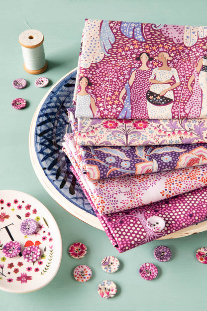 TILDA Stoffe, Stoffpaket HOMETOWN, Fat Quarter Bundle Plum Grape
