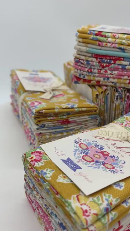 TILDA Stoffe, Stoffpaket JUBILEE, Fat Quarter Bundle Mustard Pink