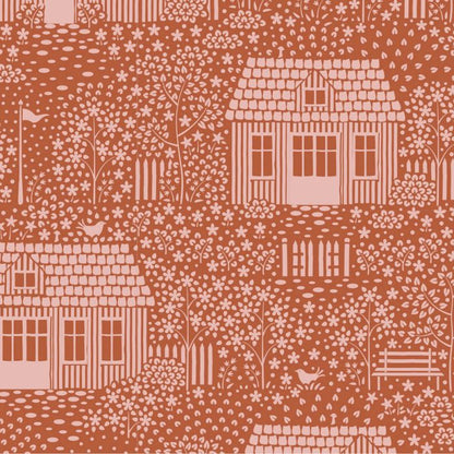 TILDA Stoff HOMETOWN, My Neighborhood Rust